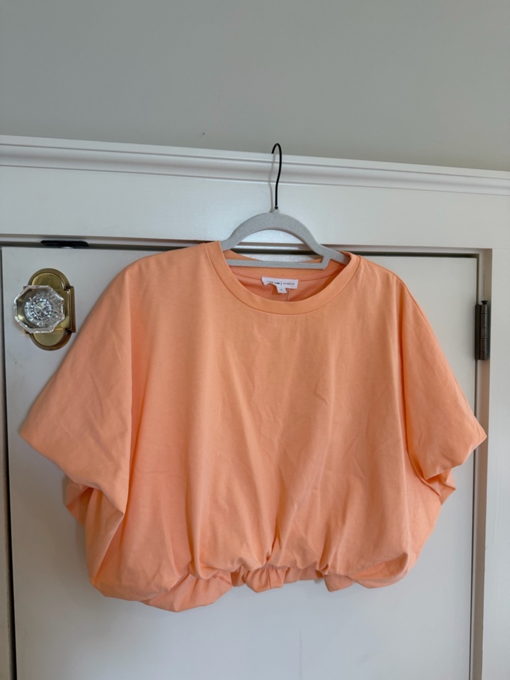 GREY LAB Peach Bubble Short Sleeve Top